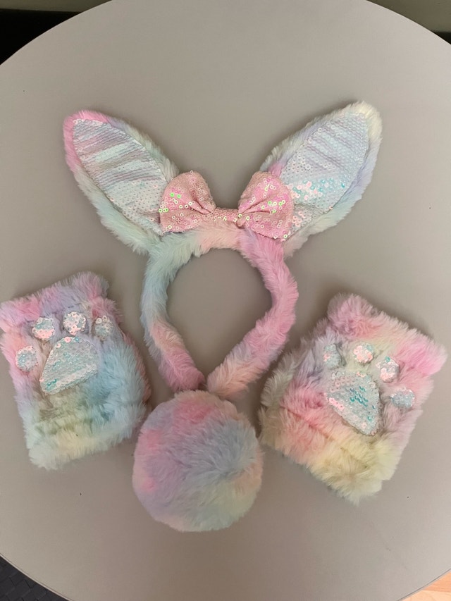 3-Piece Bunny Ears Headband Set with Paws & Tail