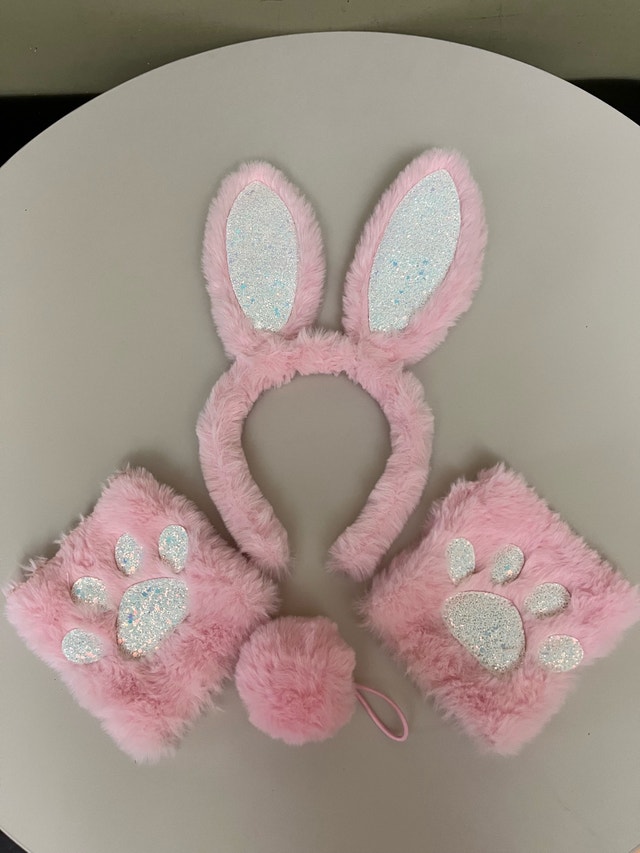 Brand NEW 3-Piece Set Bunny Ears Headband with Paw and Hair Tie