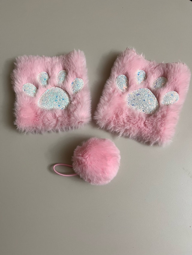Brand NEW 3-Piece Set Bunny Ears Headband with Paw and Hair Tie - photo 3
