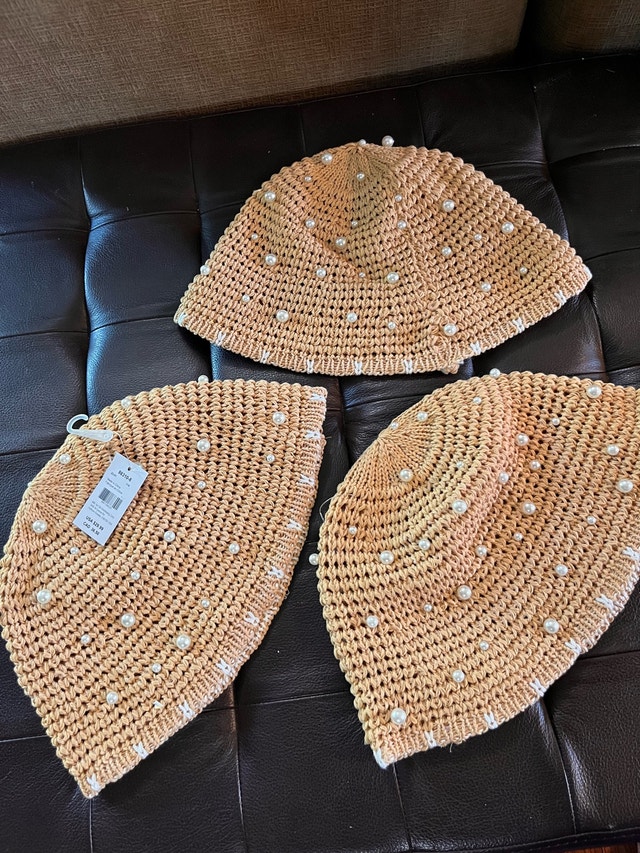 Brand NEW $10 each Faux Pearl Crochet Bucket Hat