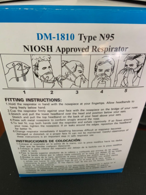 N95 Face Masks - NIOSH Approved DM-1810 Particulate Respirator - photo 3