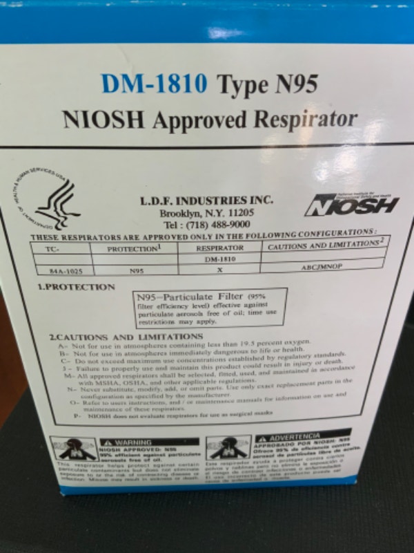 N95 Face Masks - NIOSH Approved DM-1810 Particulate Respirator - photo 4