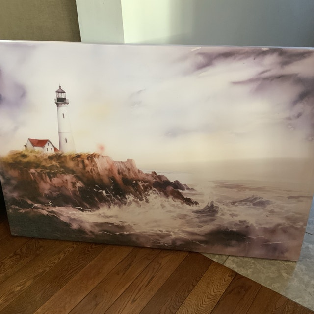 Lighthouse Ocean Canvas Print 26”x39” Wall Art