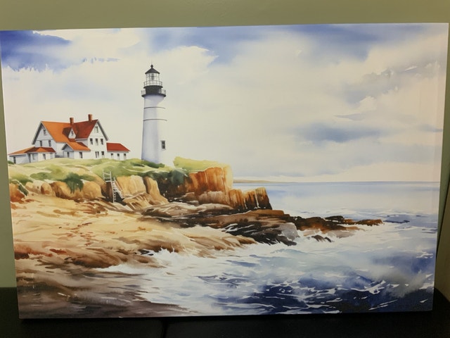 NEW Canvas Print Lighthouse on Cliff 26.5”x39”x1.75”