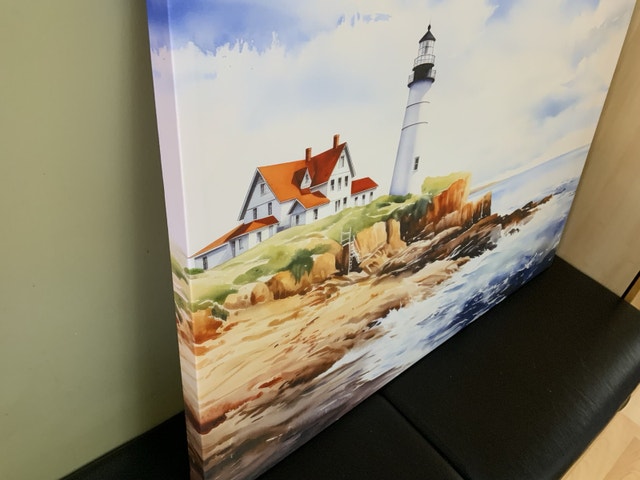 NEW Canvas Print Lighthouse on Cliff 26.5”x39”x1.75” - photo 3