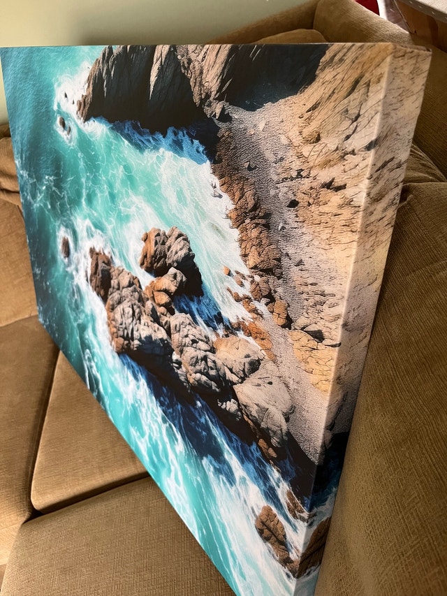 NEW Canvas Print Ocean Waves on Rocks 24"x36"x1.75" - photo 3