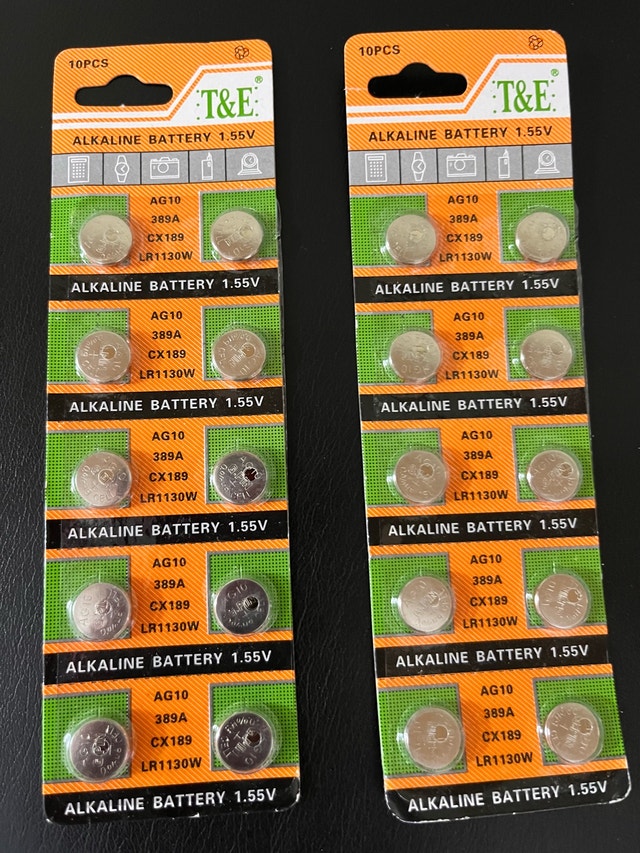 Pack of 10 Alkaline Button Cell Batteries 1.55V — $5 each pack