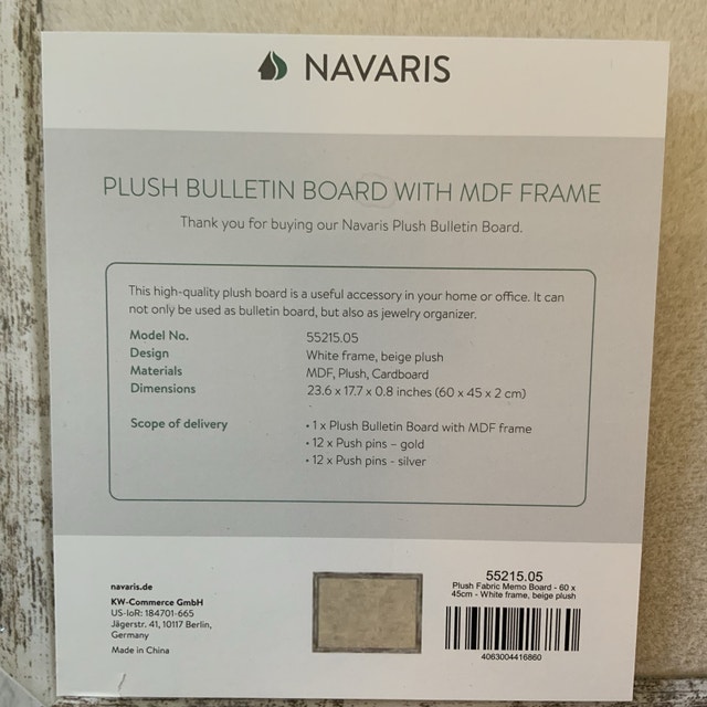 Navaris Plush Framed Bulletin Board 23.6”x17.7” with pins - photo 2