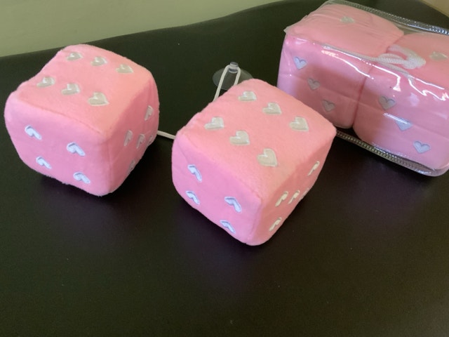 Brand NEW Fuzzy Dice with White Hearts $10 a pair - photo 2