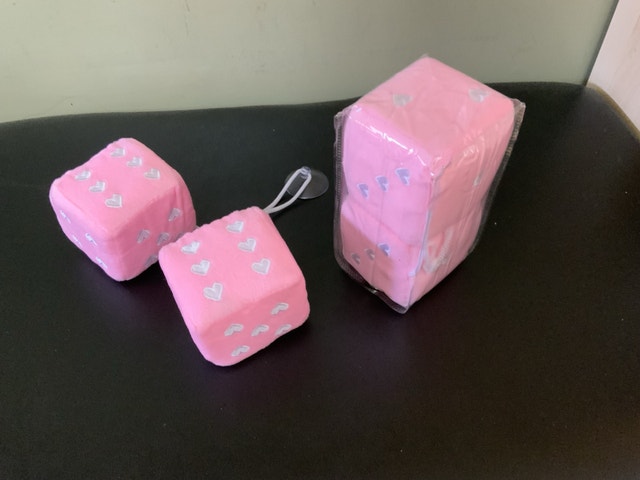 Brand NEW Fuzzy Dice with White Hearts $10 a pair - photo 3