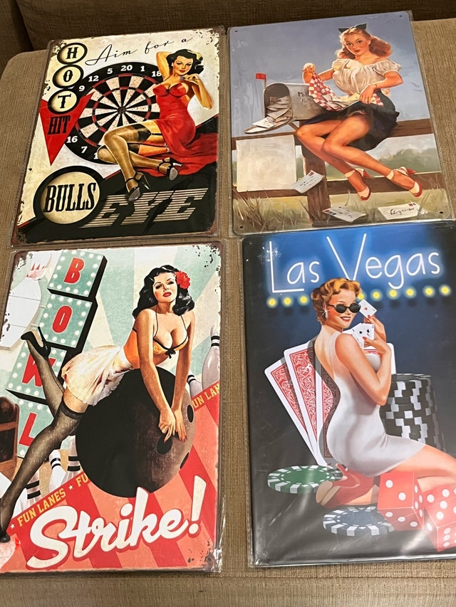 Pinup Girl Metal Signs $10 each Vintage-Style Retro 8”x12”