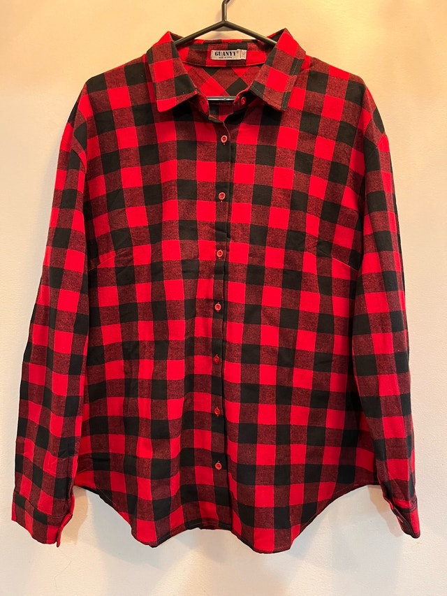 GUANNY Flannel Shirt - 2XL - Red/Black Plaid