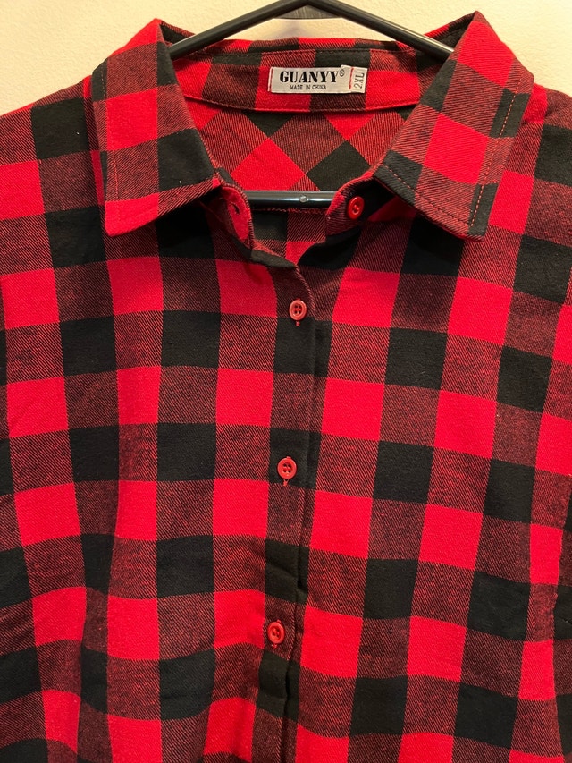 GUANNY Flannel Shirt - 2XL - Red/Black Plaid - photo 2