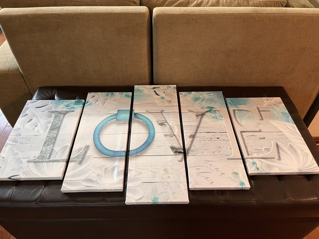 NEW 5-Pieces LOVE Print on Canvas 45”x23.5” (approx.)
