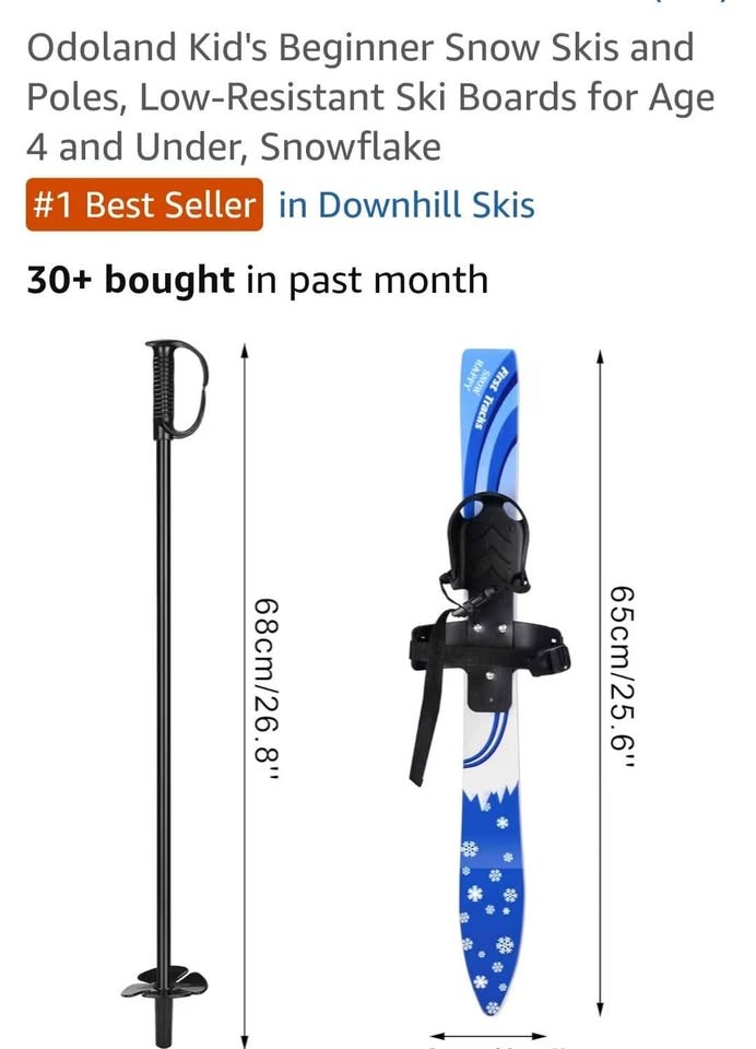 Odoland Kid's Beginner Snow Skis and Poles (Ages 4-) - photo 4