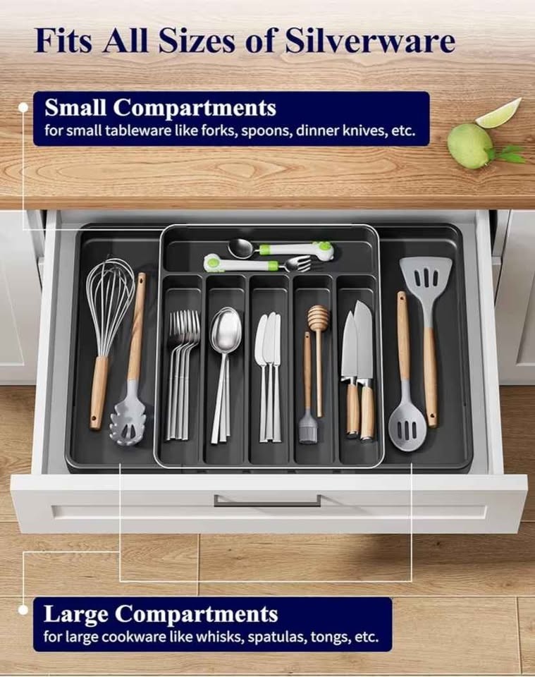 Kitsure Adjustable Silverware Utensil Drawer Organizer Black - photo 3