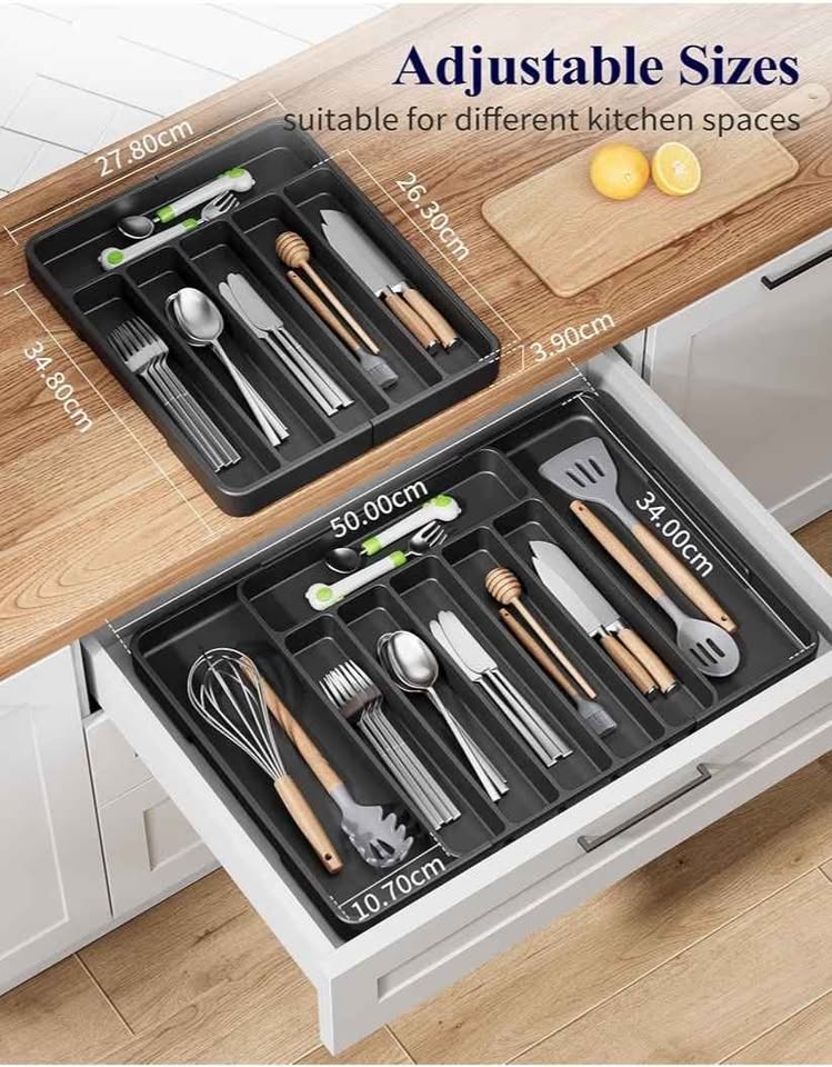 Kitsure Adjustable Silverware Utensil Drawer Organizer Black - photo 4