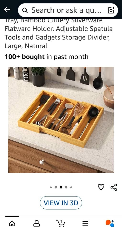 Lifewit Bamboo Cutlery Drawer Organizer (Adjustable)