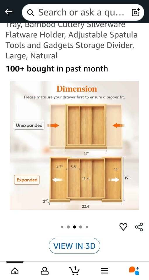 Lifewit Bamboo Cutlery Drawer Organizer (Adjustable) - photo 2