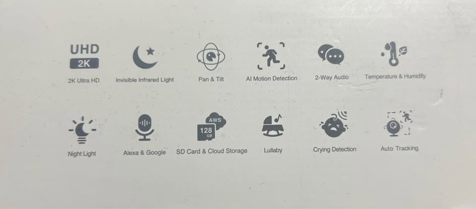 ARENTI Baby Monitor w/ 360° View, Temp/Humidity Sensor, Night Vi - photo 2