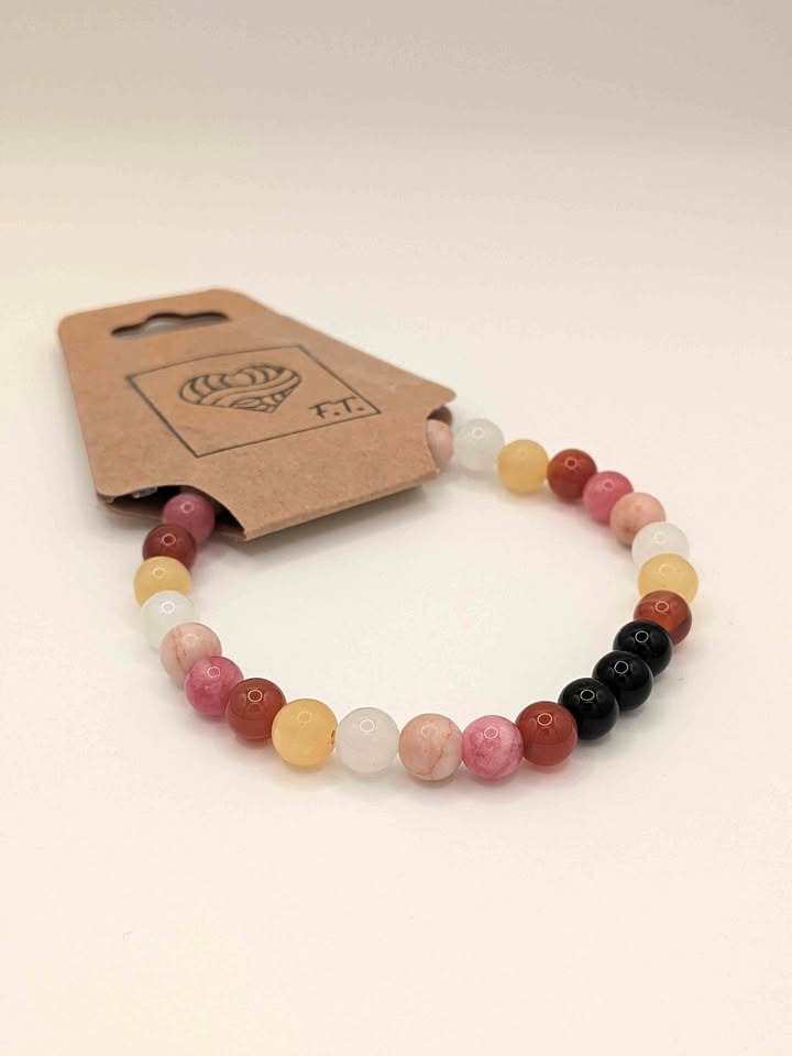 Natural Stone Beaded Bracelets - Pride colours