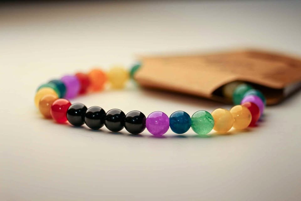 16cm Natural Stone Beaded Bracelet - Rainbow