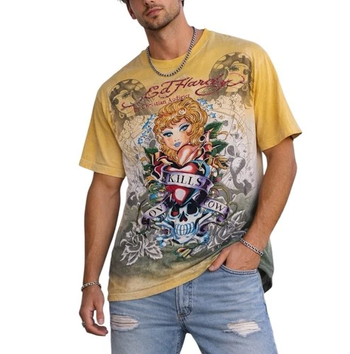 Ed Hardy Vintage Y2K Rhinestone Tattoo Tee - Mens Large