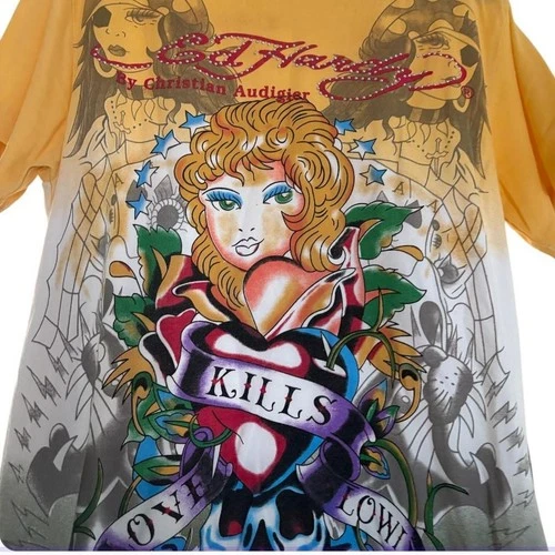 Ed Hardy Vintage Y2K Rhinestone Tattoo Tee - Mens Large - photo 5