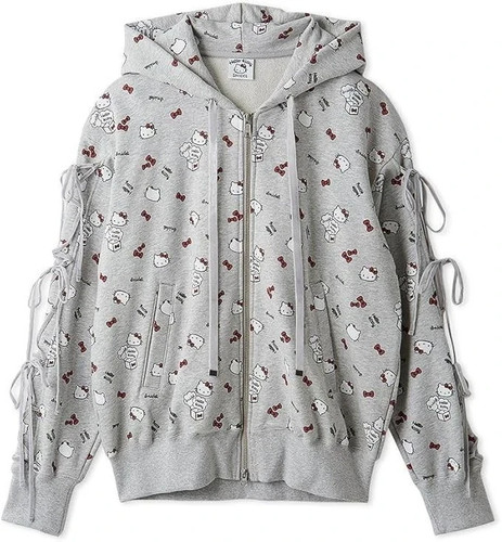 Sanrio Hello Kitty Lace-Up Hoodie Gray Women Snidel Japan Limite