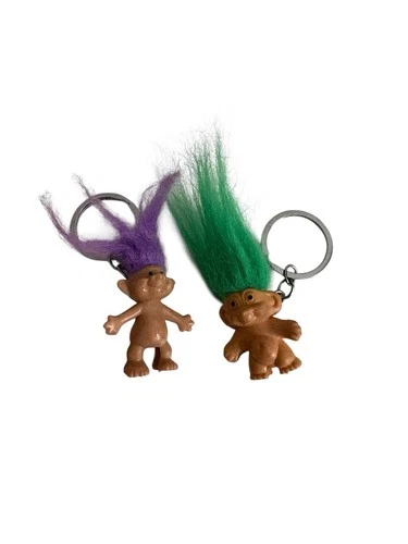 Vintage 90s Troll Doll Keychain Set Y2K Bag Charm Mini Trolls - photo 3