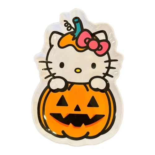 Hello Kitty Pumpkin Pink Bow 12" Melamine Platter Halloween