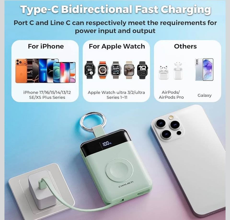5000mAh 20W Fast Charging Power Bank with Built-in Cables - photo 3