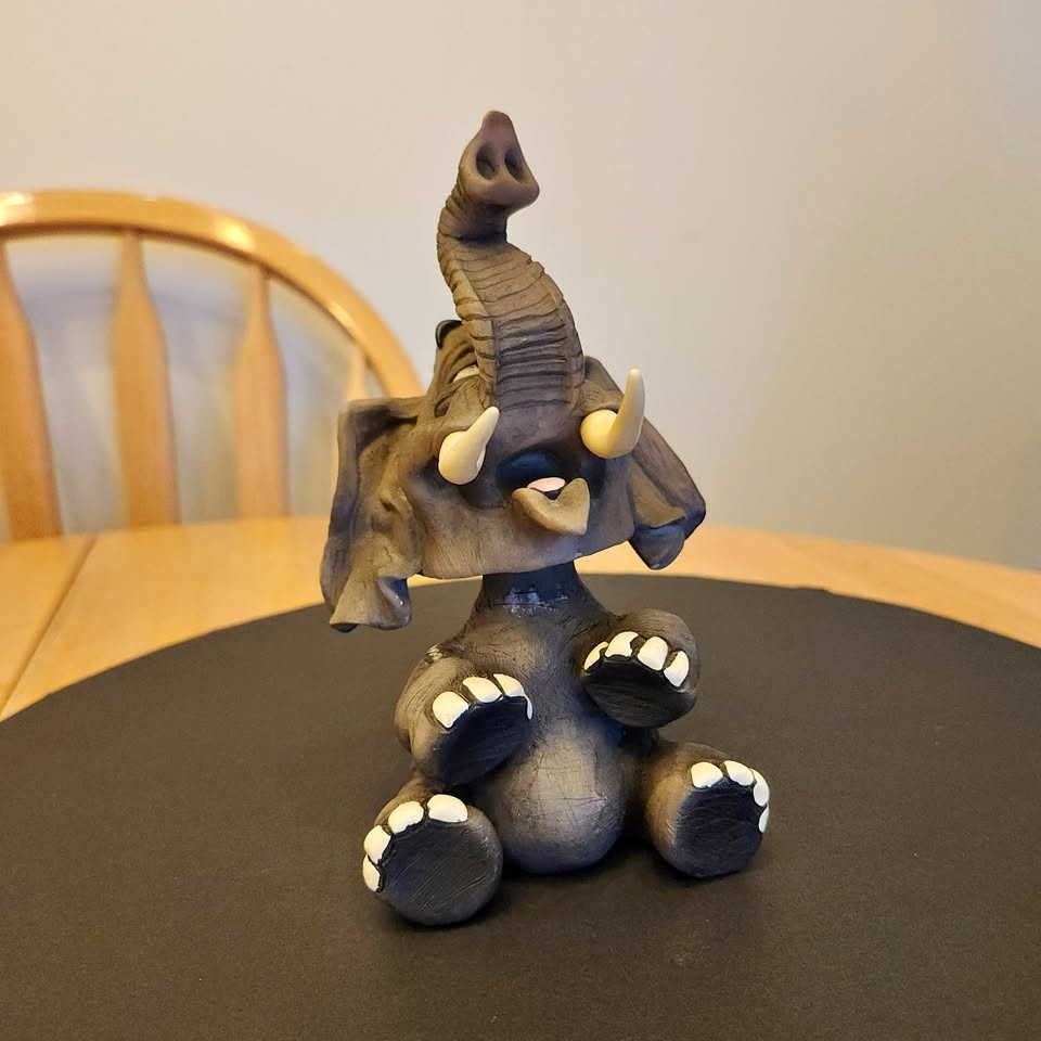 Whimsical Bobblehead Ceramic Elephant, Decor