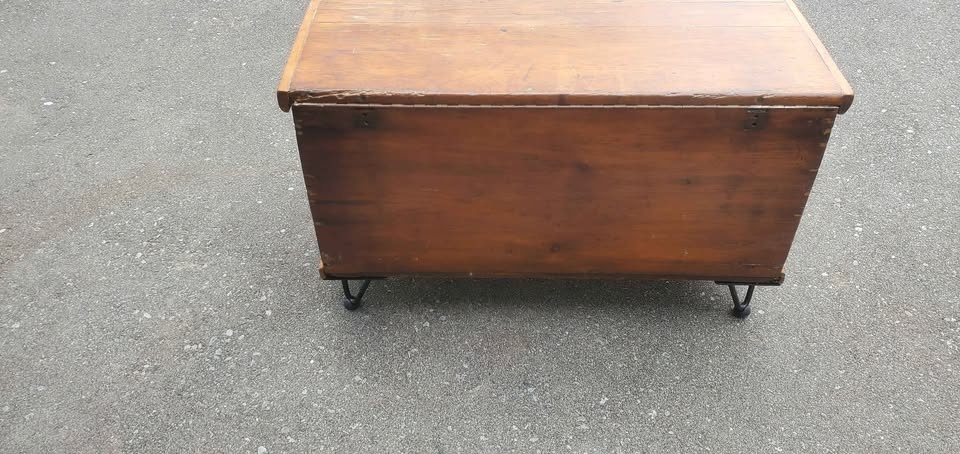 Vintage Pine Box with File Folders and Hinged Top - photo 5