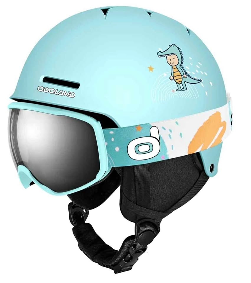 ODOLAND Kids Ski Helmet & Goggles Set - Small (Light Cyan)