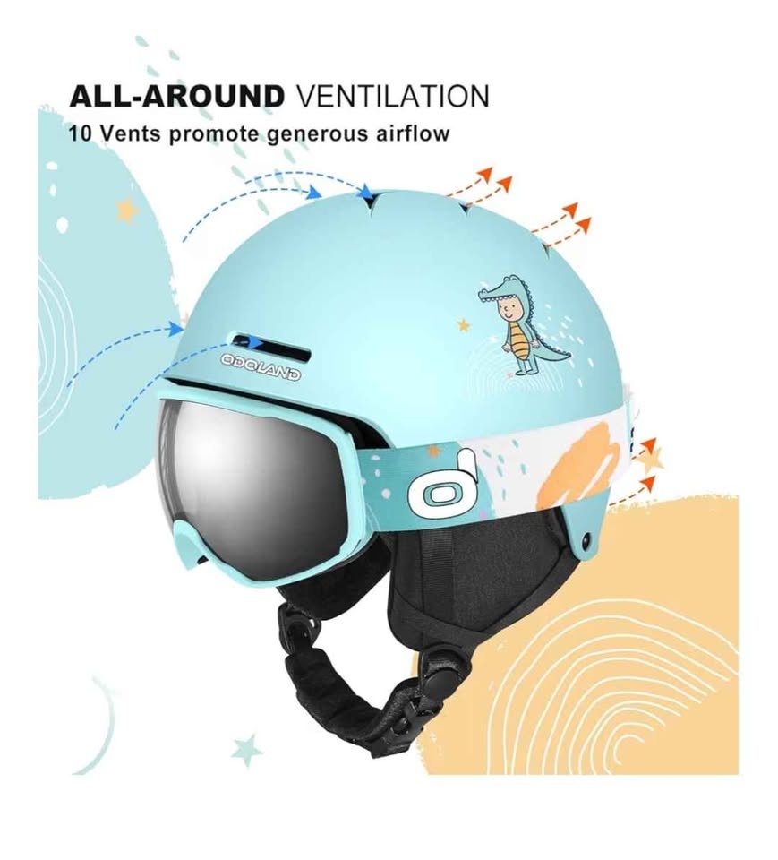 ODOLAND Kids Ski Helmet & Goggles Set - Small (Light Cyan) - photo 5