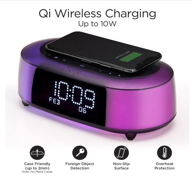 iHome Wireless Charging Bluetooth Color Changing Speaker USB