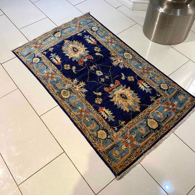 Distressed Hand Knotted Rug 4'4 X 2'7 Ft