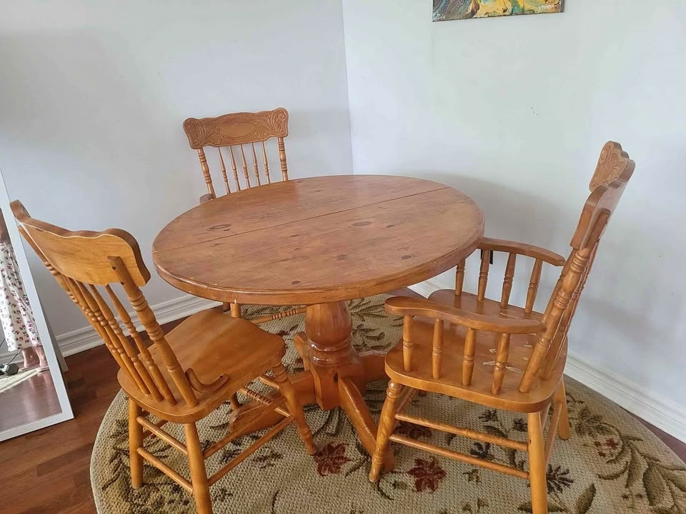 Real wood table and 3 chairs
