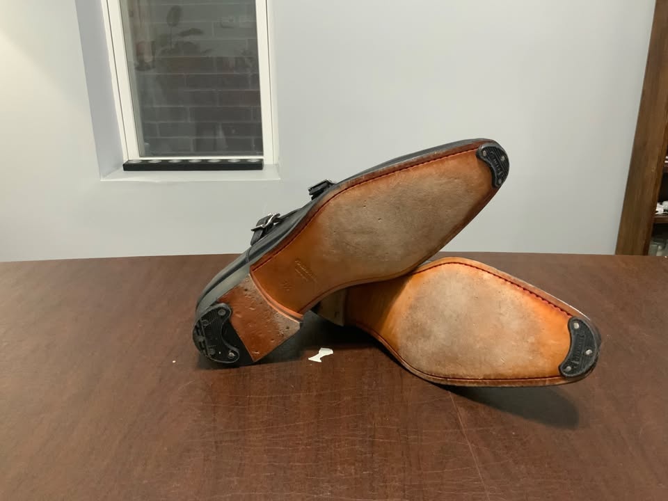 Magnanni Black Leather Double Monk Strap Shoes - Size 7.5 - photo 3