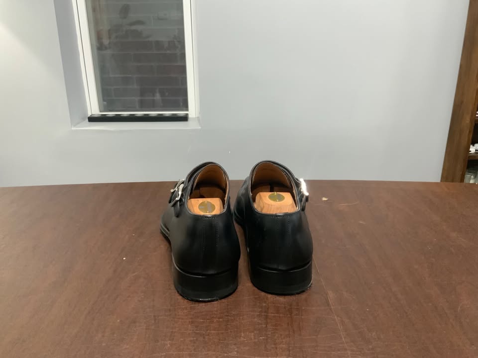Magnanni Black Leather Double Monk Strap Shoes - Size 7.5 - photo 4