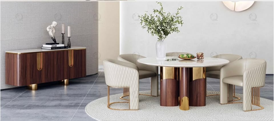 Luxury Oval Marble Dining Table Set – 6 Seater