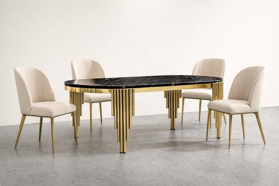 Luxury Marble Dining Table Set – 6 Seater