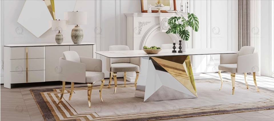 Luxury Marble Dining Table Set – 6 Seater