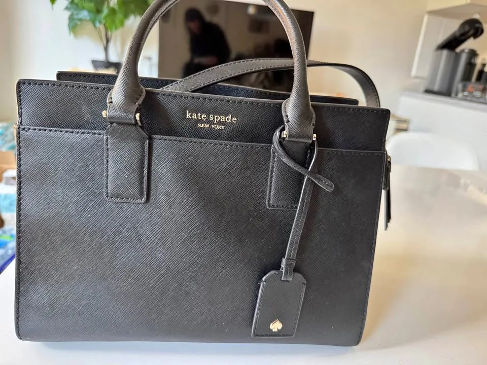 Kate Spade black leather handbag thumbnail