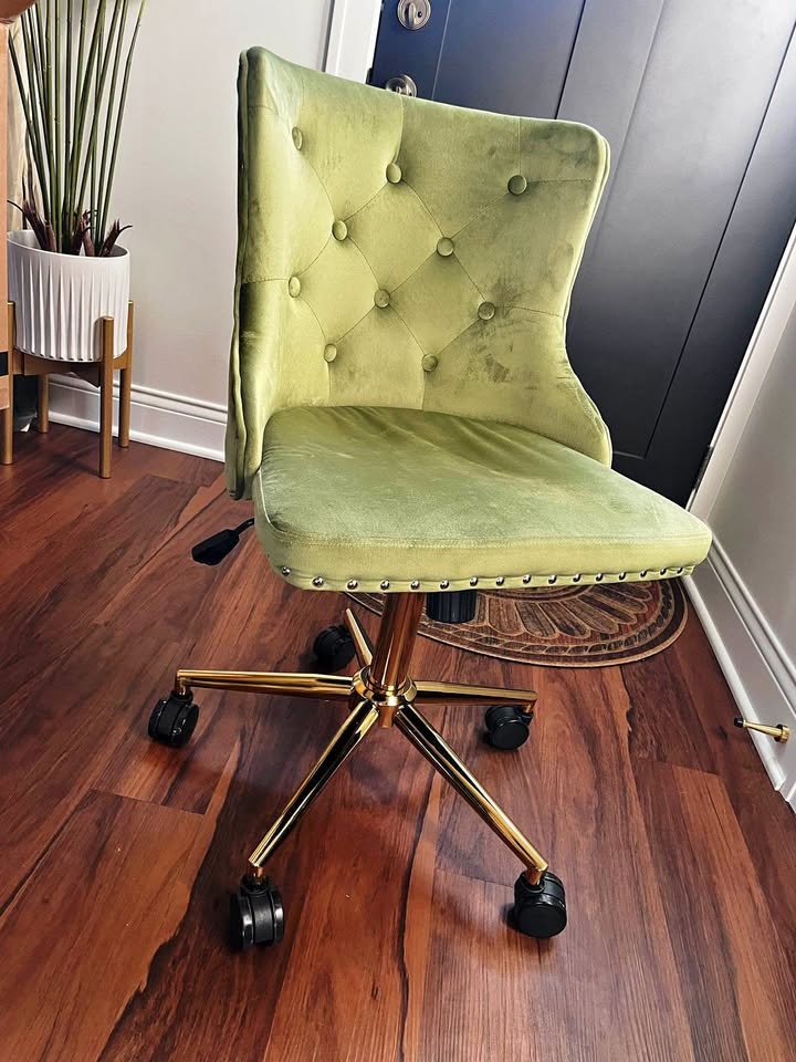 Elegant Velvet Office Chair – Modern Gold Base