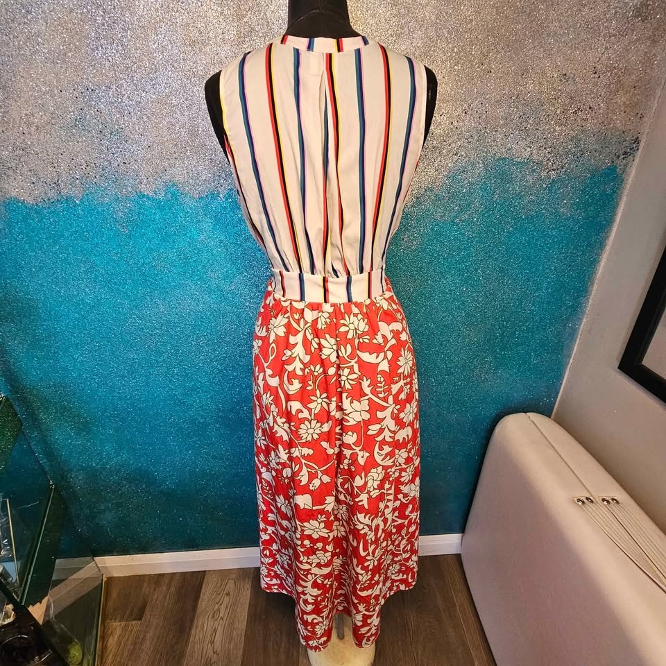 Gabby Isabella Striped Floral Sleeveless Maxi Dress L - photo 4