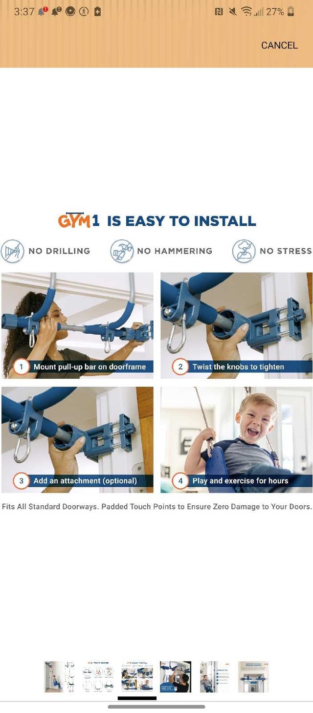 Gym 1 Deluxe 6-in-1 Door Gym – For Adults & Kids - photo 4