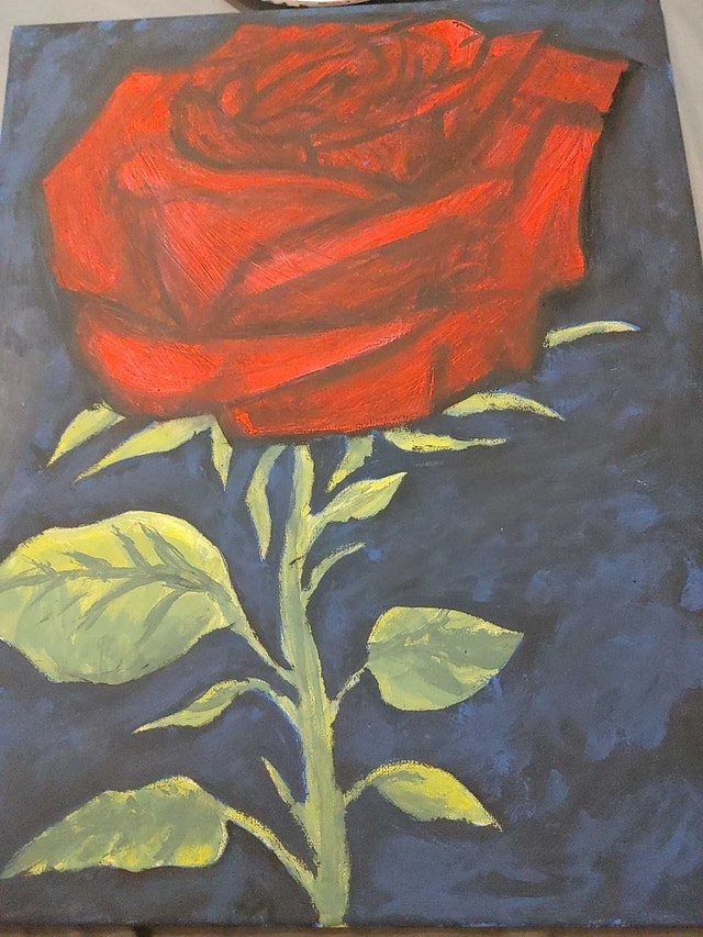 Original Rose Painting – Hand-Painted Acrylic on Canvas