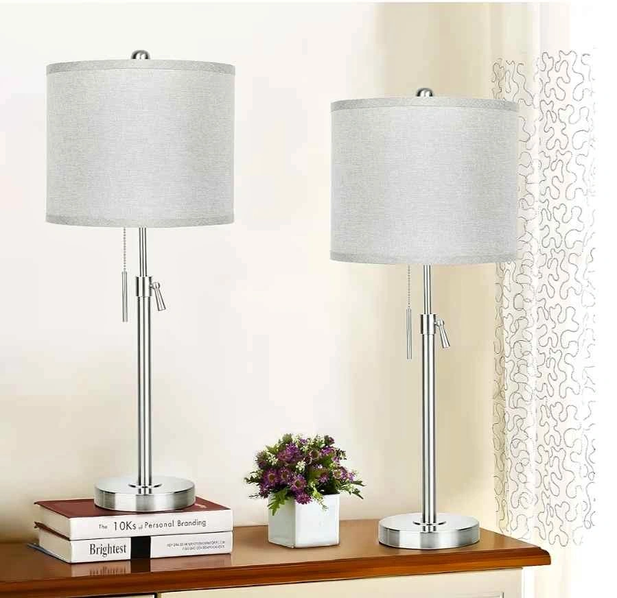 Table Lamp Set of 2 Adjustable Marble Base, New